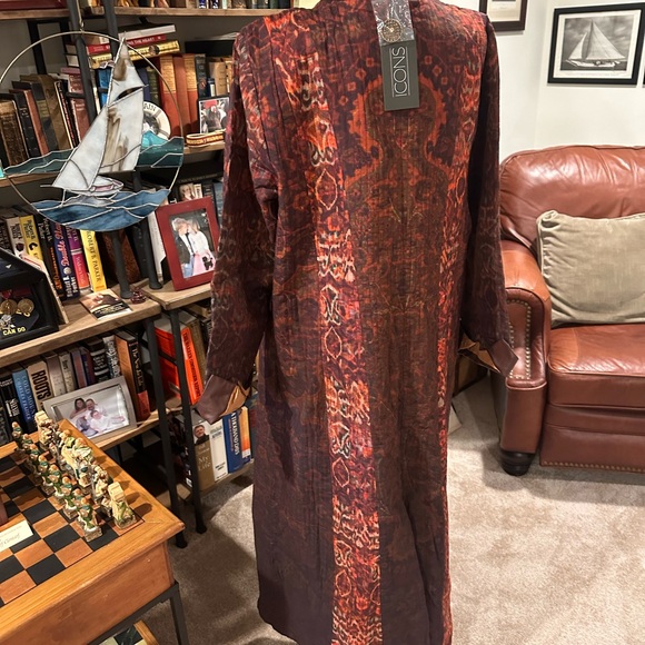 Soft Surroundings NWT Icon Bedouin Multicolor Floral Duster Lined Coat Size XL - Picture 4 of 4